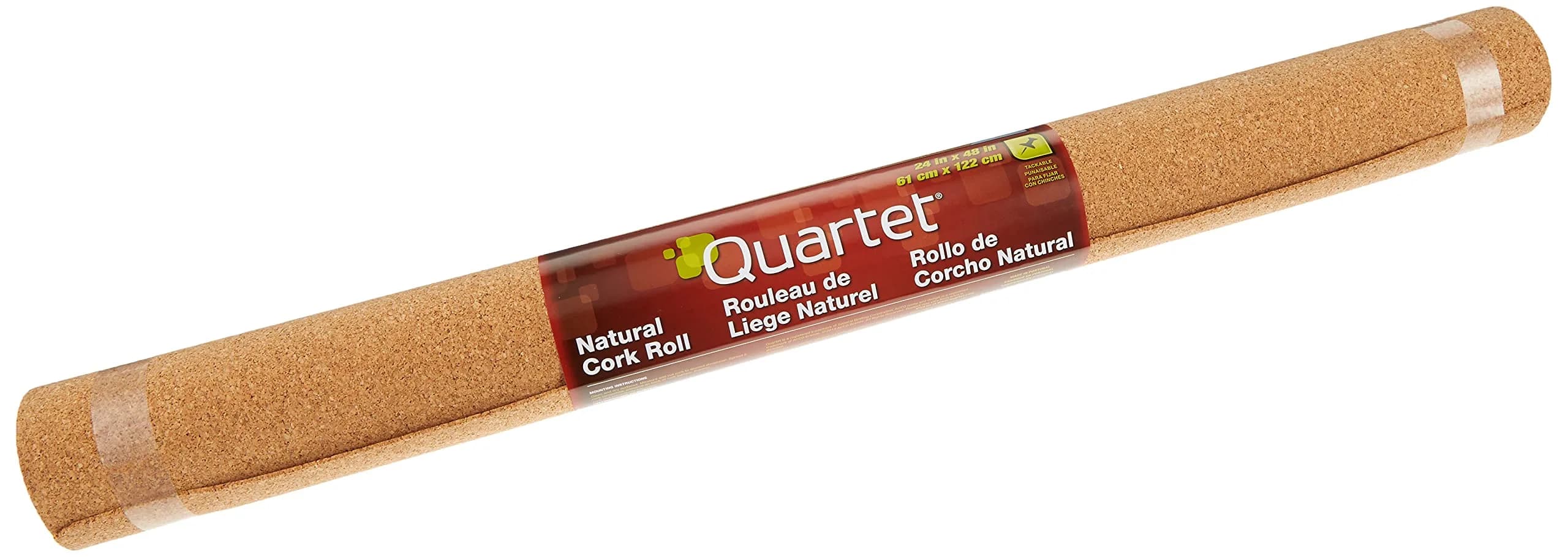 Quartet Natural Cork Roll 24" x 48" (2.27 kg / 5 lb) | Self-Healing & Sound Absorbing Bulletin Board — Brown