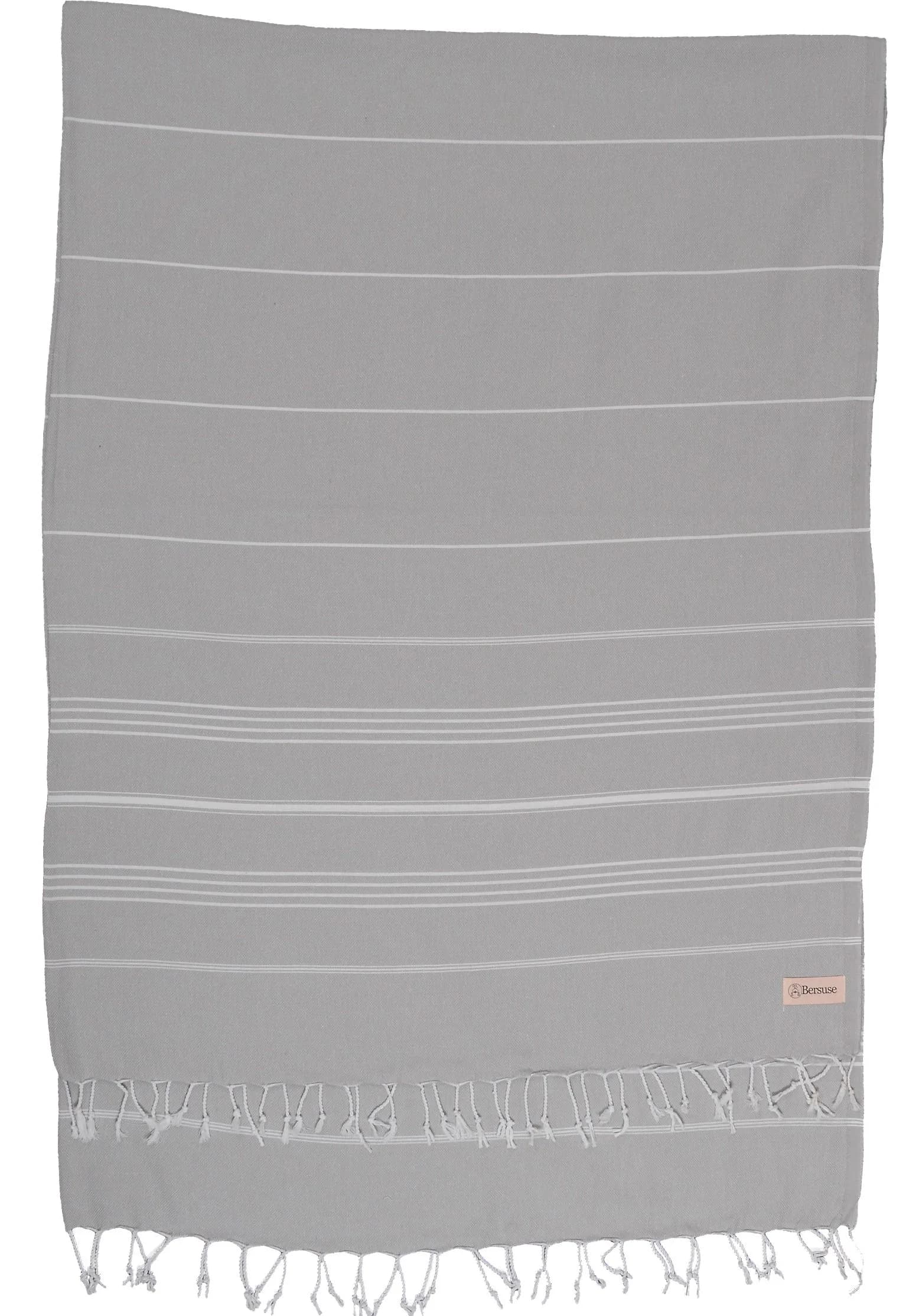 Bersuse Anatolia XL Turkish Cotton Beach Blanket 61x82 Inches | Quick-Dry & Lightweight — Silver Grey