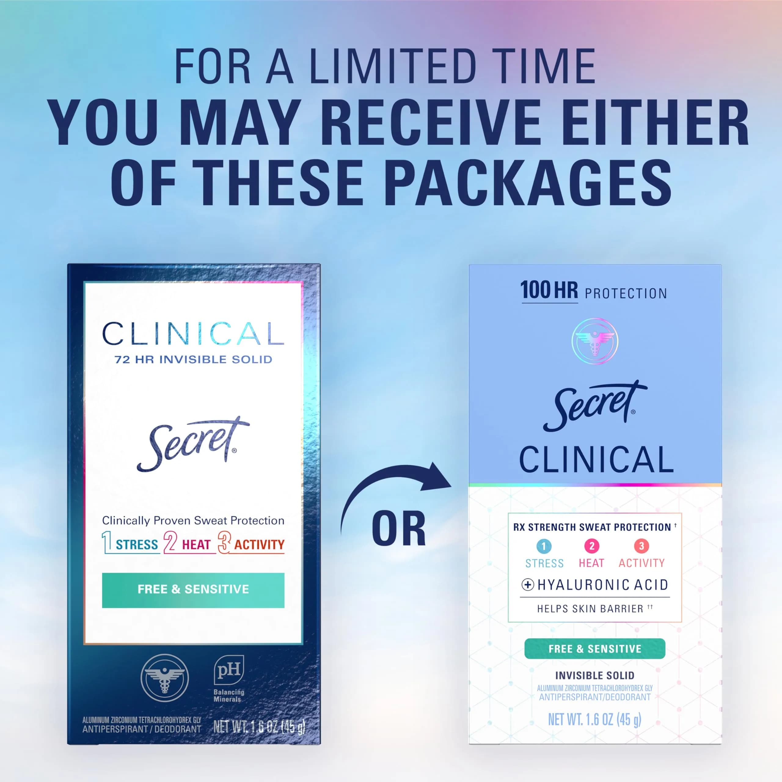 Secret Clinical Strength Antiperspirant Deodorant for Women, Free & Sensitive, 100hr Protection, 3X Stress Protection, Invisible Solid, Unscented, 4.8 oz (Pack of 3) - view 9