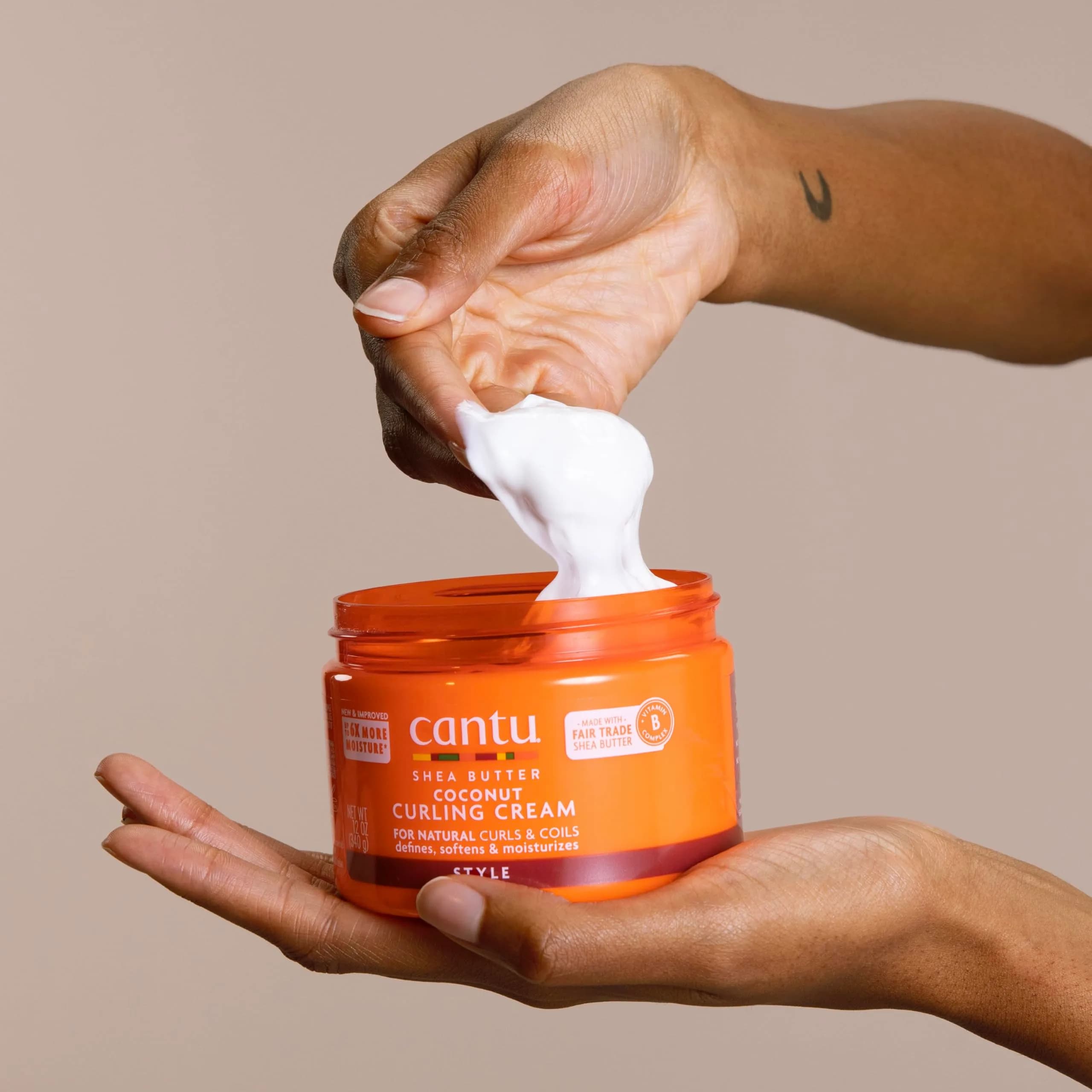 Cantu Coconut Curling Cream with Shea Butter for Natural Hair 355ml (12 oz) | Defines Curls for Type 3 & 4 Hair - view 6