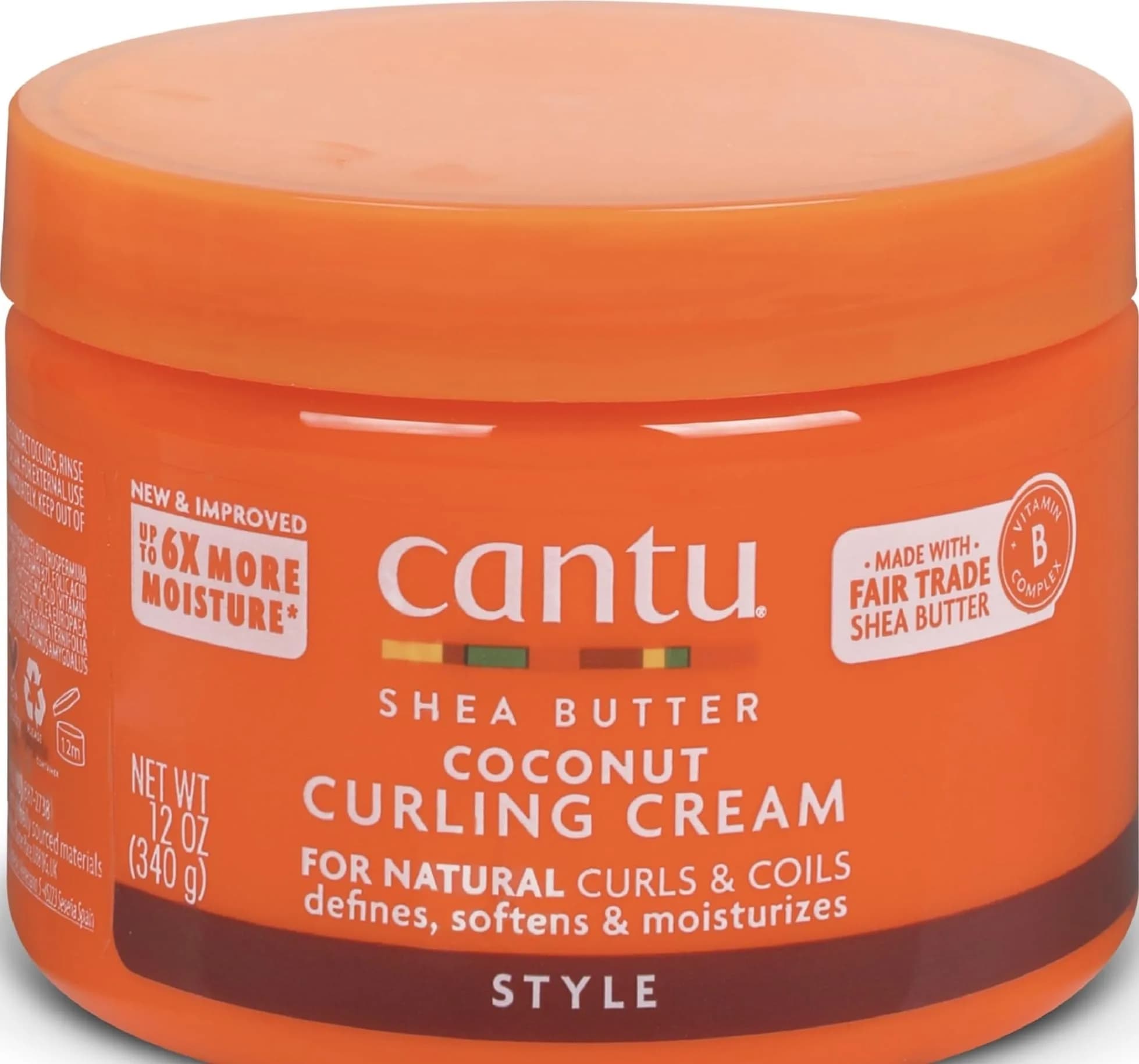Cantu Coconut Curling Cream with Shea Butter for Natural Hair 355ml (12 oz) | Defines Curls for Type 3 & 4 Hair