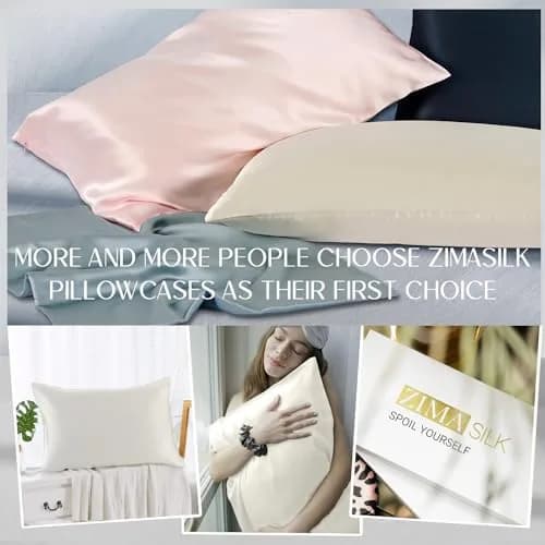 ZIMASILK 100% Pure Mulberry Silk Pillow Case for Hair and Skin, King 51cm x 91cm (20"x36") | Hypoallergenic & Breathable thumbnail 6