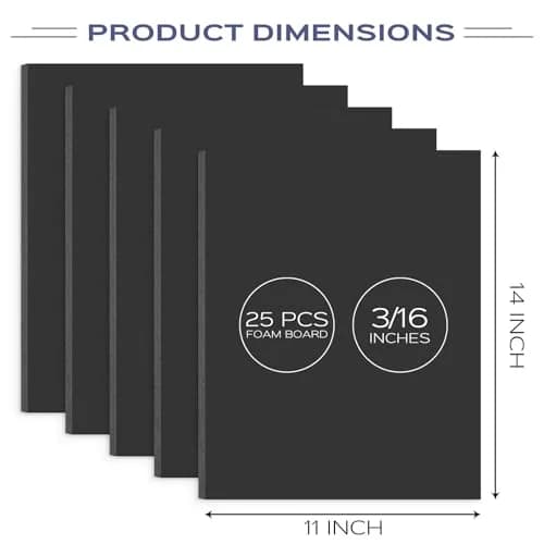 Golden State Art 25 Pack 11x14 Foam Boards 3/16Inch Thickness Black Foam Poster Boards for Presentation Signage Sheet for School Crafts Office Art Projects | Lightweight, Acid-Free, 25 Sheets thumbnail 2