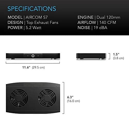 AC Infinity AIRCOM S7 Quiet Cooling Fan System 12" Top-Exhaust 29.5cm (11.6") | 140 CFM Airflow, 19 dBA Noise thumbnail 6