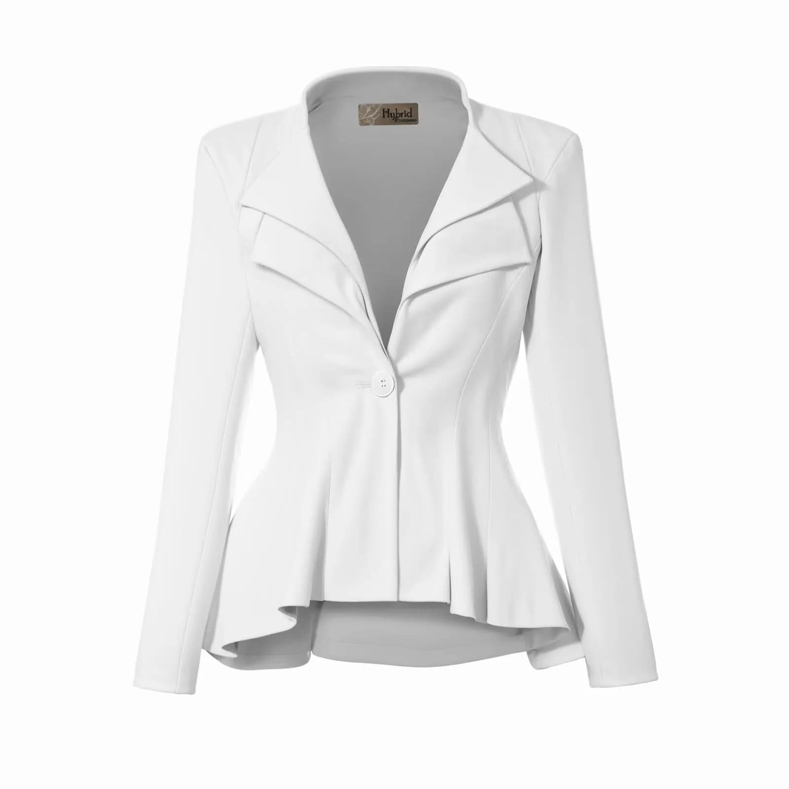 Hybrid & Company Women's Office Blazer JK43864 3X | Double Notch Lapel, Ultra-Stretch Fabric — White-dressy & Premium Weight / 1X