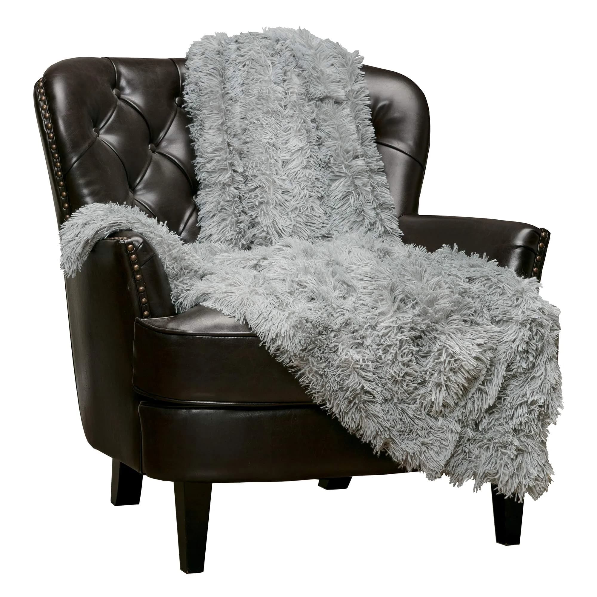 Chanasya Super Soft Shaggy Longfur Throw Blanket 60"x70" | Cozy Faux Fur Lightweight Warm Grey — Gray