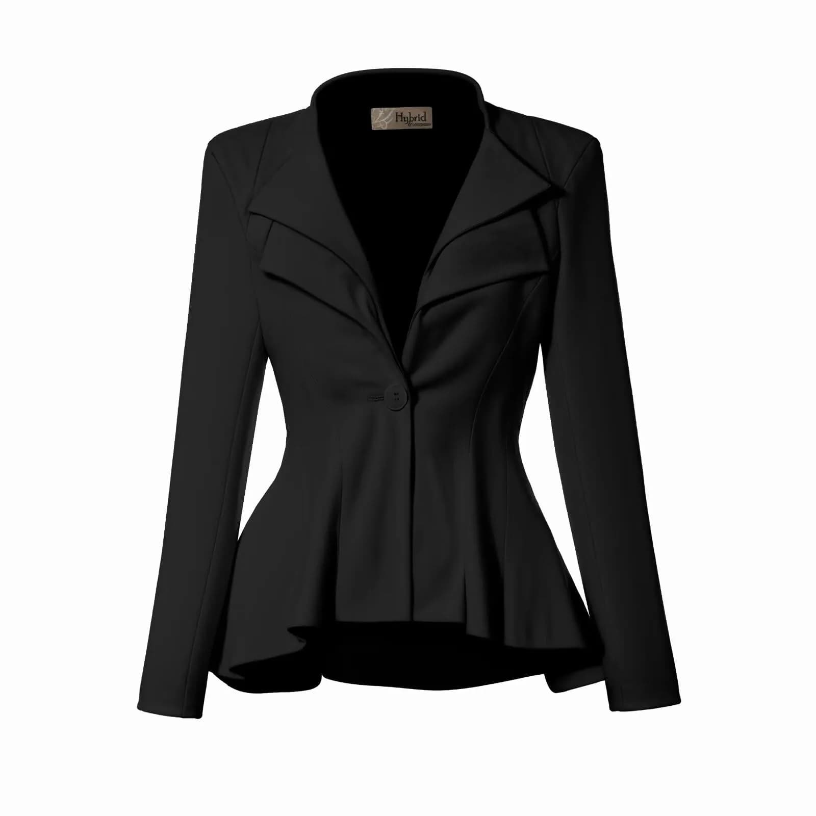 Hybrid & Company Women's Office Blazer JK43864 3X | Double Notch Lapel, Ultra-Stretch Fabric — Black / Large