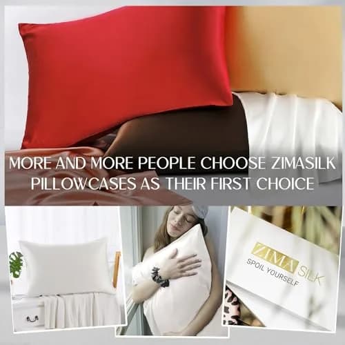 ZIMASILK 100% Mulberry Silk Pillow Case Queen | Hypoallergenic & Breathable thumbnail 6