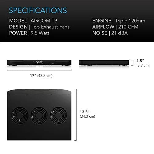 AC Infinity AIRCOM T9 Quiet Cooling Fan System 43cm (17 in) Top-Exhaust | Smart Controller with LCD Thermostat & 210 CFM Airflow thumbnail 6