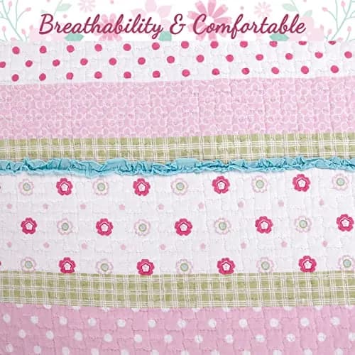 Cozy Line Home Fashions Pink Bedding Set Twin 2 Piece | Reversible Cotton Quilt for All Seasons thumbnail 4