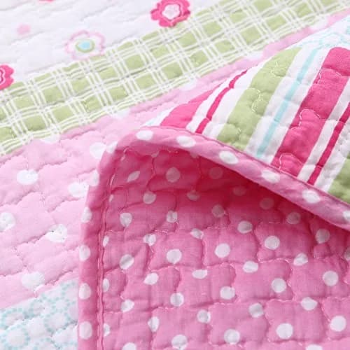 Cozy Line Home Fashions Pink Bedding Set Twin 2 Piece | Reversible Cotton Quilt for All Seasons thumbnail 6