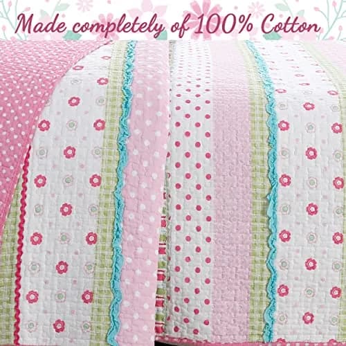 Cozy Line Home Fashions Pink Bedding Set Twin 2 Piece | Reversible Cotton Quilt for All Seasons thumbnail 3