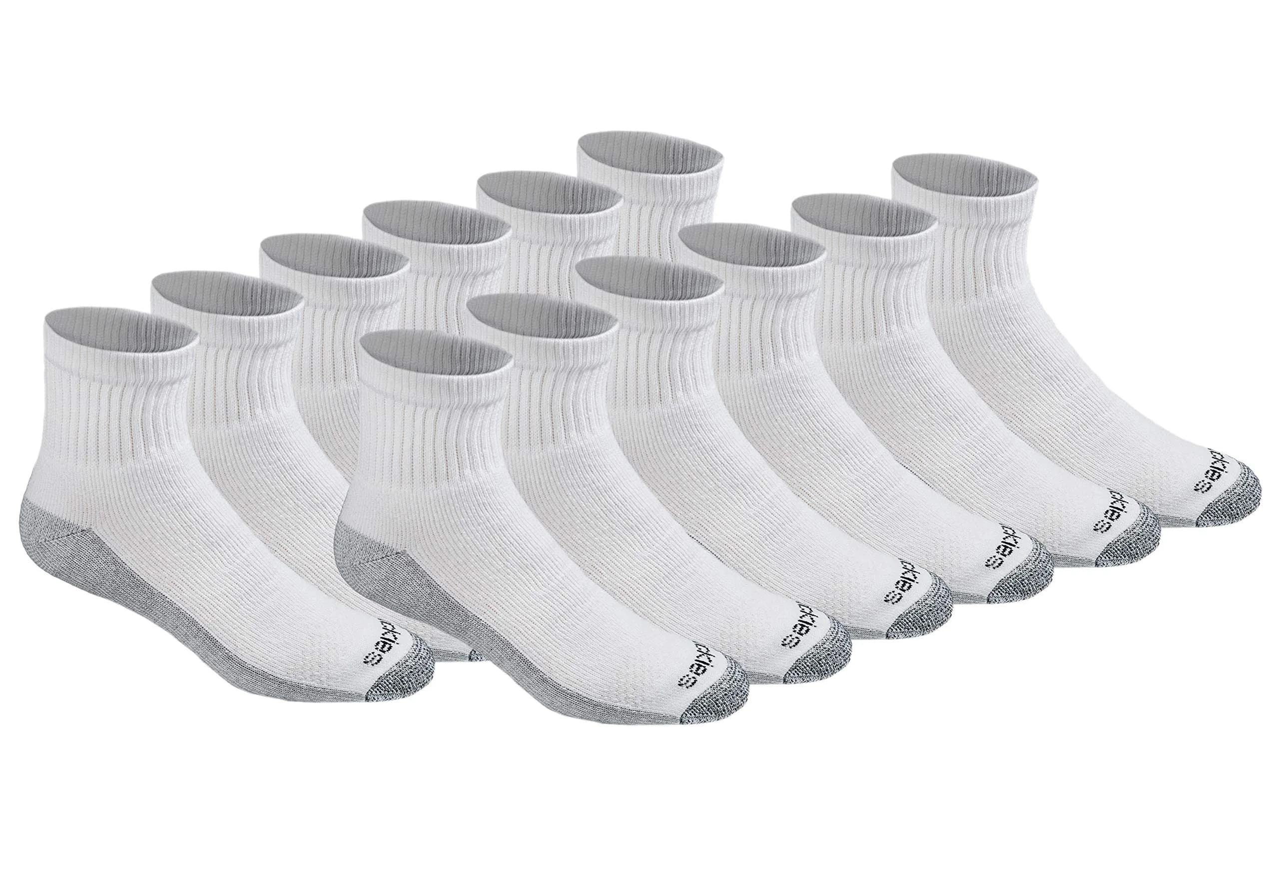 Dickies Dri-Tech Moisture Control Quarter Socks Large | Moisture-Wicking, Full Cushion Comfort, Reinforced Heel & Toe