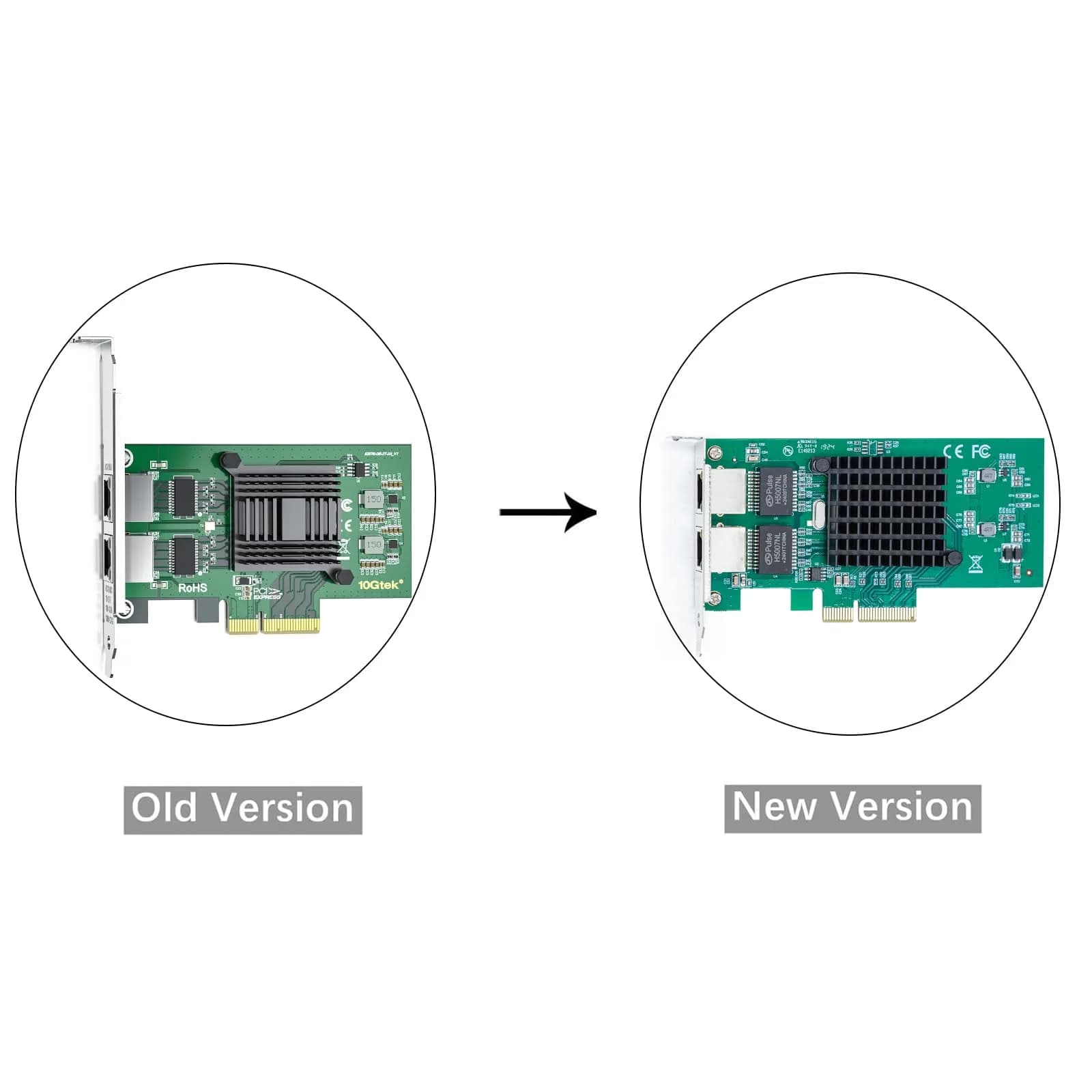 10Gtek Dual RJ45 Gigabit Ethernet PCIe Network Card 1Gbps (2.5 GT/s, x4 Lane) | Intel 82576 Controller - view 2