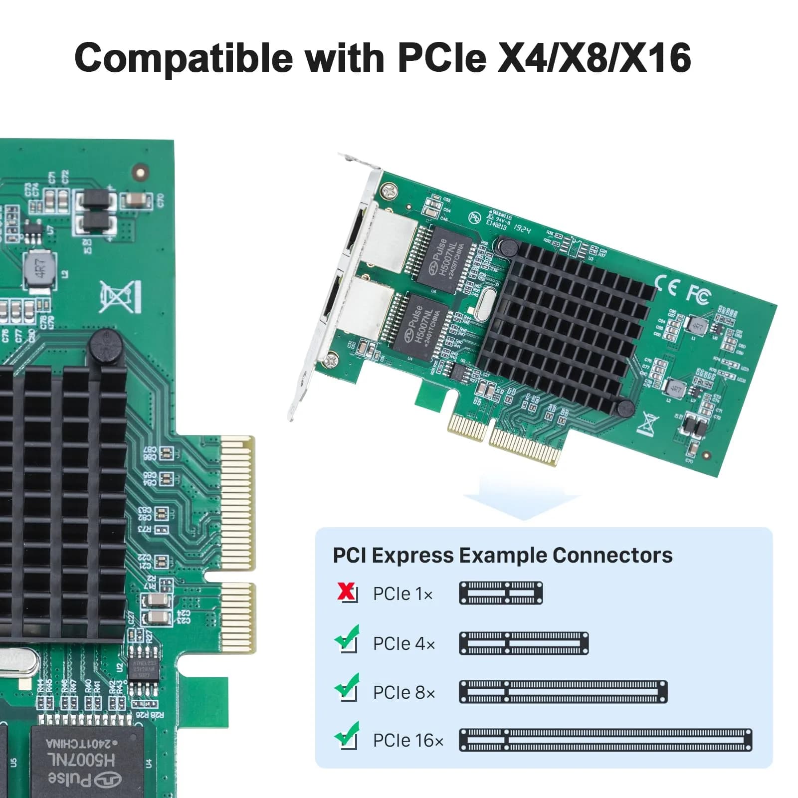 10Gtek Dual RJ45 Gigabit Ethernet PCIe Network Card 1Gbps (2.5 GT/s, x4 Lane) | Intel 82576 Controller - view 3
