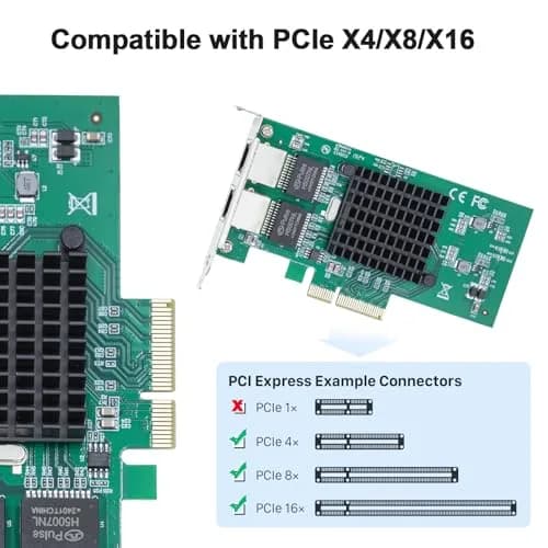 10Gtek Dual RJ45 Gigabit Ethernet PCIe Network Card 1Gbps (2.5 GT/s, x4 Lane) | Intel 82576 Controller thumbnail 3
