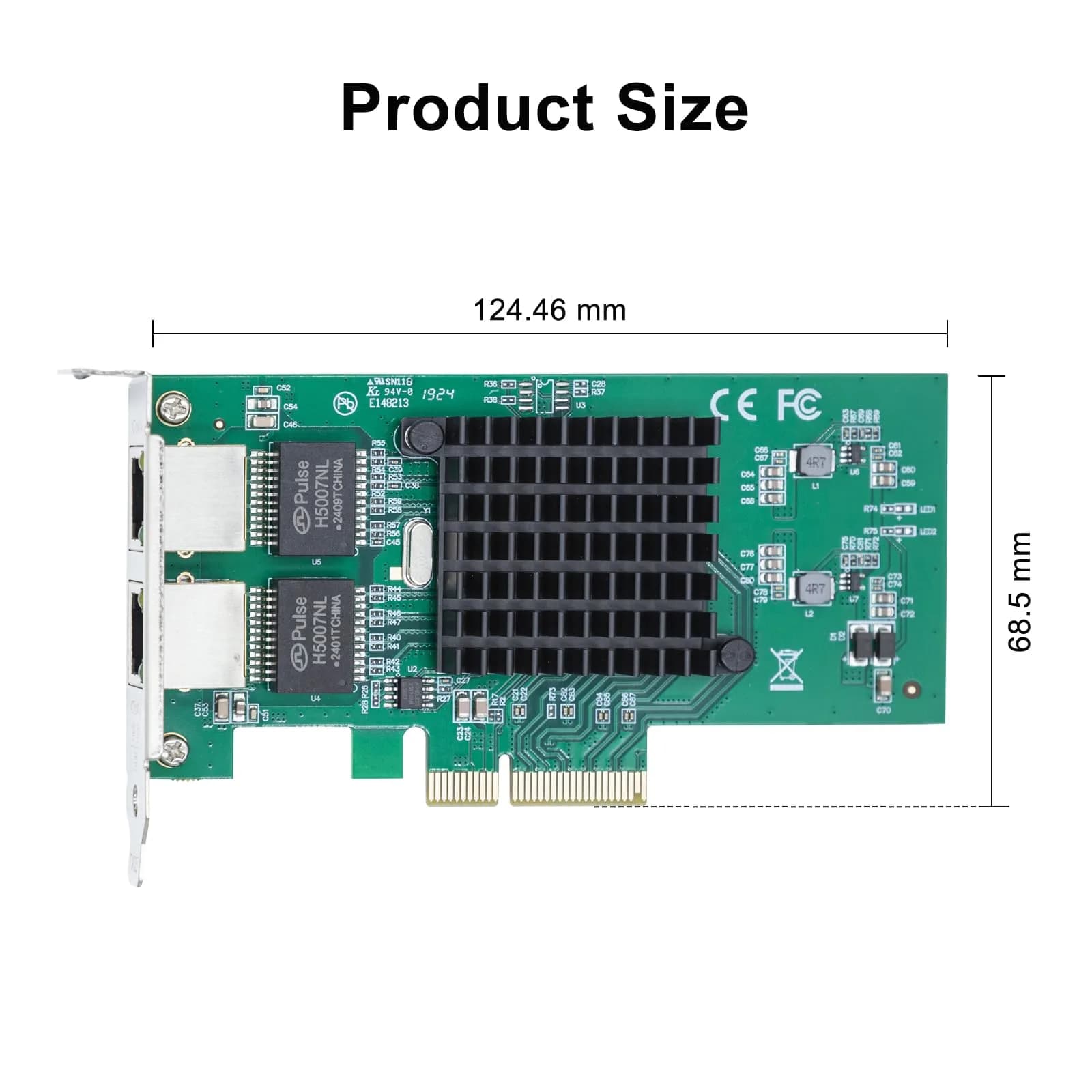 10Gtek Dual RJ45 Gigabit Ethernet PCIe Network Card 1Gbps (2.5 GT/s, x4 Lane) | Intel 82576 Controller - view 4