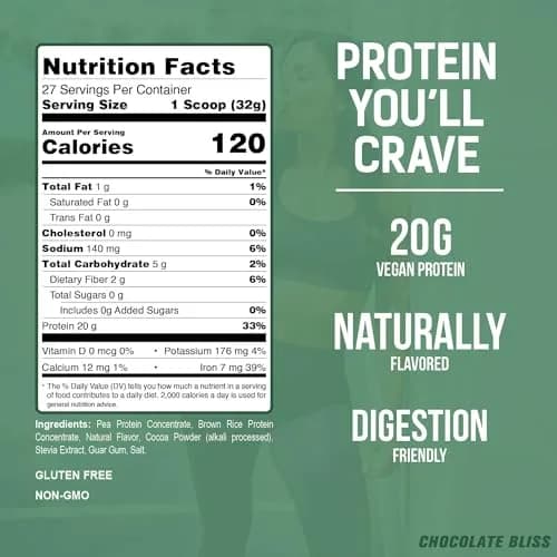 PEScience Select Vegan Protein Powder, Chocolate Bliss, 27 Servings | Plant-Based Muscle Support thumbnail 4