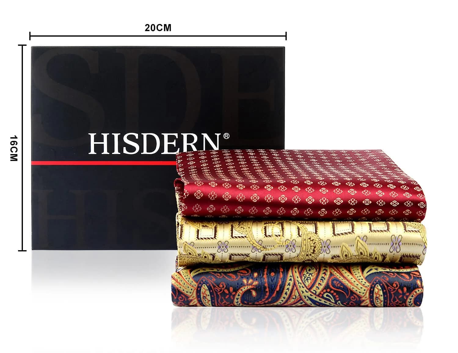 HISDERN Men's Navy Blue Floral Ascot Tie & Pocket Square Set | 126cm (49.6") Length - view 7