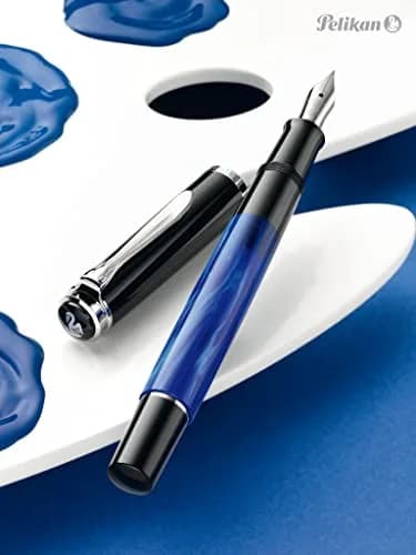 Pelikan Souverän M205 Blue Marble Fountain Pen Broad Nib 12.5cm (0.49in) | Classic German Writing Instrument thumbnail 2