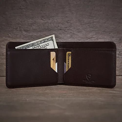Vaultskin MANHATTAN Slim Leather Bifold Wallet for Men (Brown) | RFID Blocking, Italian Top-Grain Leather, Front Pocket Carry thumbnail 5
