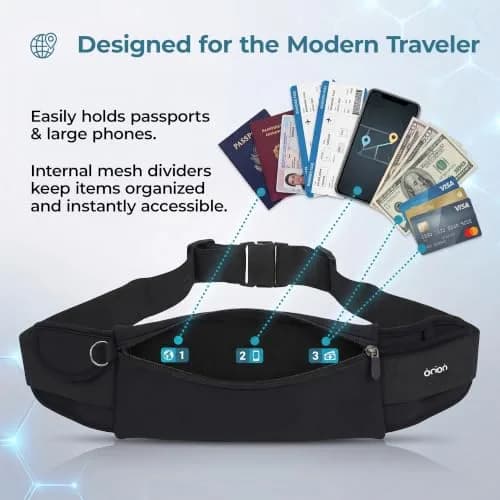 Mind and Body Experts The Belt of Orion Money Belt, Slim 9x4in | Anti-Theft Travel Waist Pack for Men & Women thumbnail 4