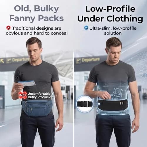 Mind and Body Experts The Belt of Orion Money Belt, Slim 9x4in | Anti-Theft Travel Waist Pack for Men & Women thumbnail 3