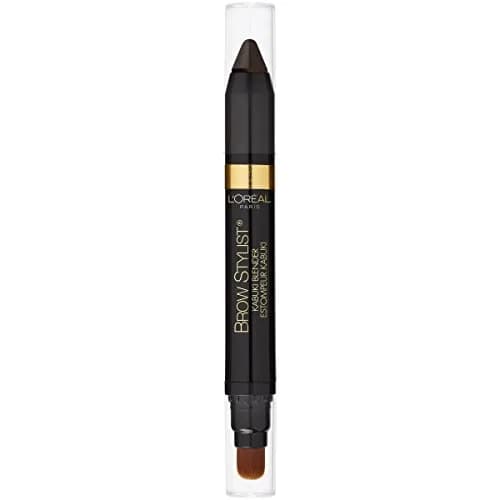 L'Oreal Paris Brow Stylist Kabuki Blender Brow Crayon, Dark Brunette, 0.05 oz (1.42 g) | Soft Creamy Crayon with Kabuki Brush thumbnail 1