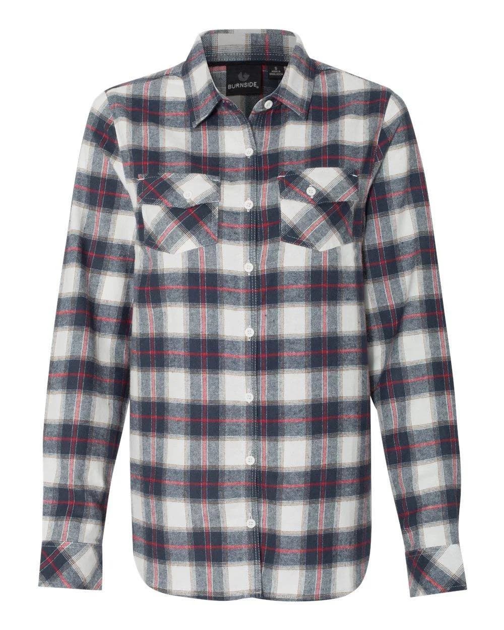 Burnside Plaid Boyfriend Flannel Shirt 2XL White/Red | Casual Women's Long Sleeve