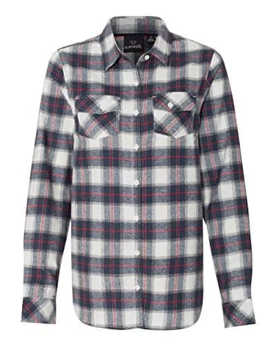 Burnside Plaid Boyfriend Flannel Shirt 2XL White/Red | Casual Women's Long Sleeve thumbnail 1