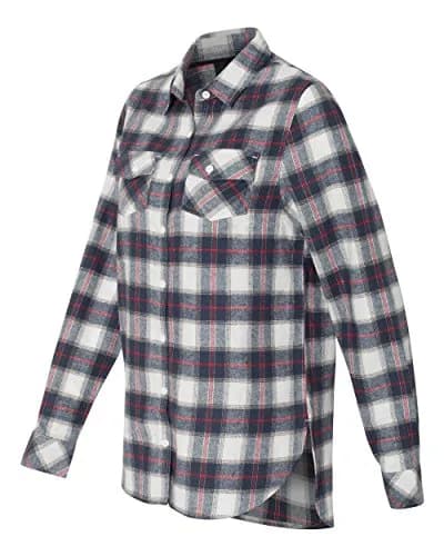 Burnside Plaid Boyfriend Flannel Shirt 2XL White/Red | Casual Women's Long Sleeve thumbnail 2