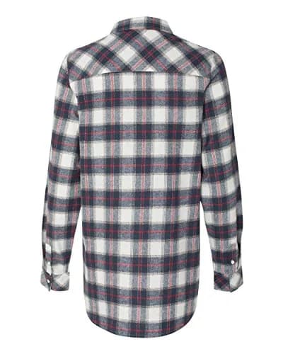 Burnside Plaid Boyfriend Flannel Shirt 2XL White/Red | Casual Women's Long Sleeve thumbnail 3