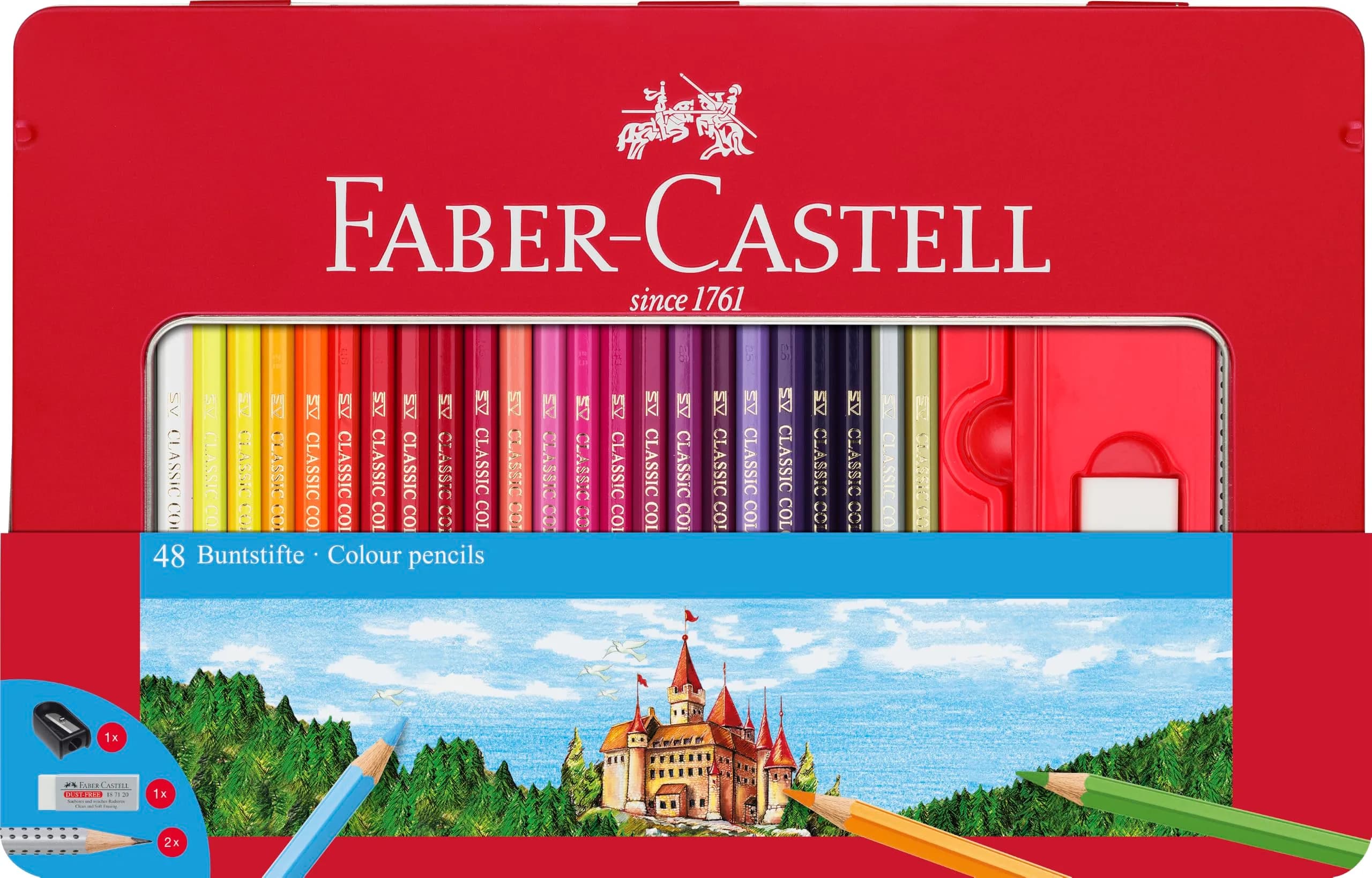 Faber-Castell Classic Colored Pencils Tin Set 36 Count (Pack of 1) | Vibrant Colors, Break-Resistant Leads — Colourful
