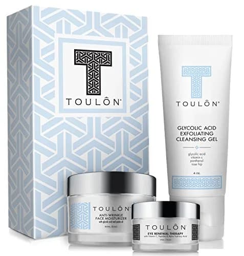 TOULON Glycolic Acid Skin Care Kit 3 Piece Set | Anti-Aging Face Cleanser & Moisturizer for All Skin Types thumbnail 1