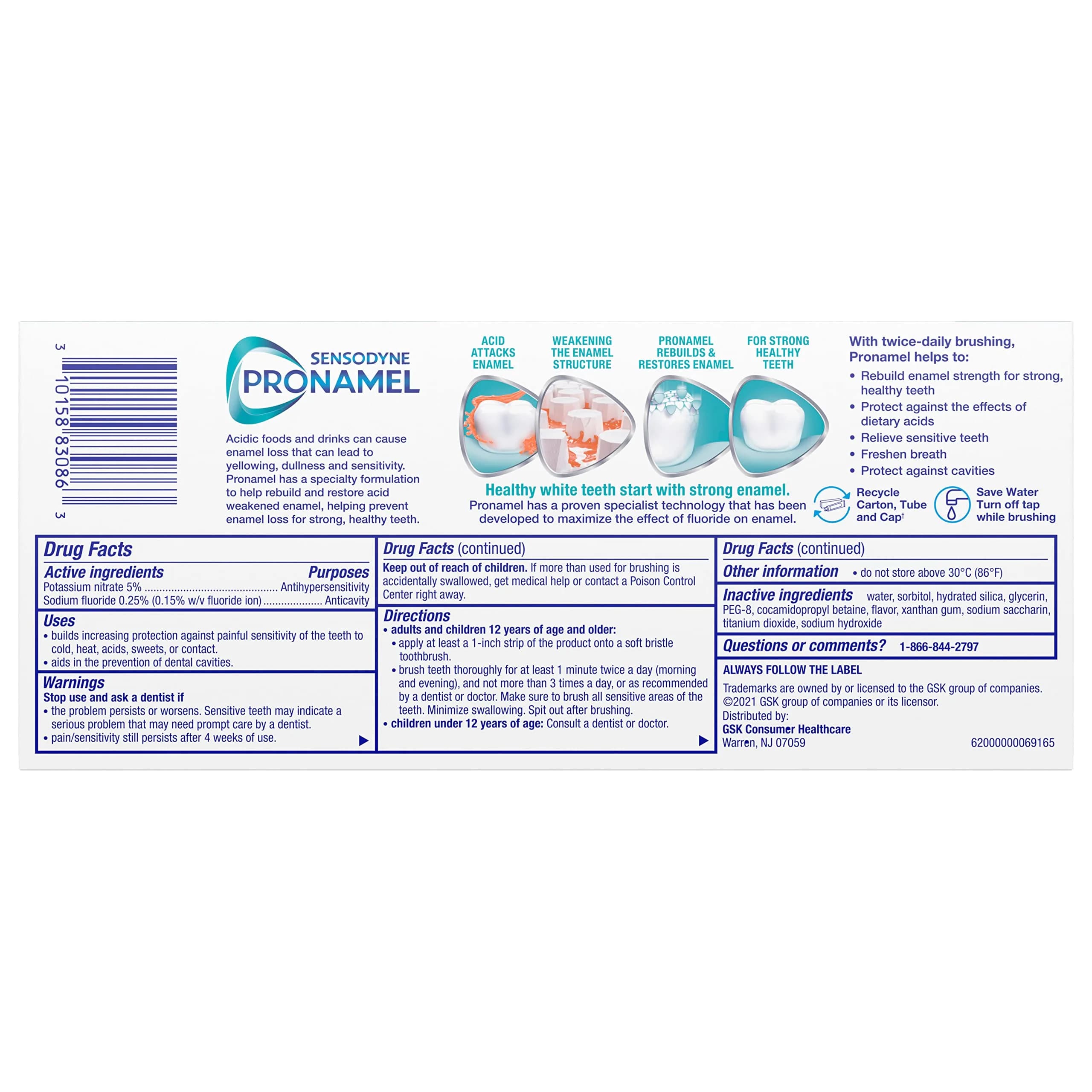 Sensodyne Pronamel Fresh Breath Enamel Toothpaste for Sensitive Teeth, Reharden & Strengthen Enamel, Fresh Wave, 240ml (8 Fl Oz) | #1 Dentist Recommended for Enamel Protection - view 7