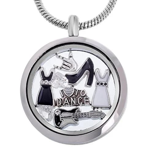 RUBYCA Themed Locket Necklace Crystal Birthstone Living Memory Floating Charm Silver Tone DIY | Customizable Memory Jewelry thumbnail 1