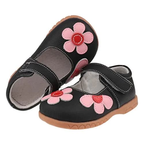 Femizee Girls Leather Mary Jane Flats Shoes for Toddler Girls | Soft Genuine Leather, Hook & Loop Closure, Black, 1529 CN22 thumbnail 6