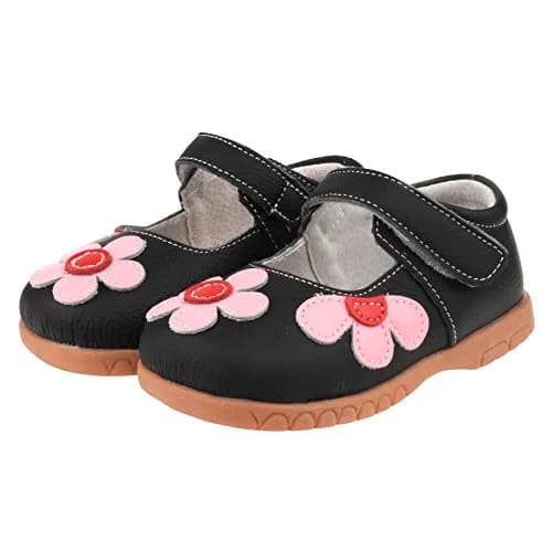Femizee Girls Leather Mary Jane Flats Shoes for Toddler Girls | Soft Genuine Leather, Hook & Loop Closure, Black, 1529 CN22 thumbnail 7
