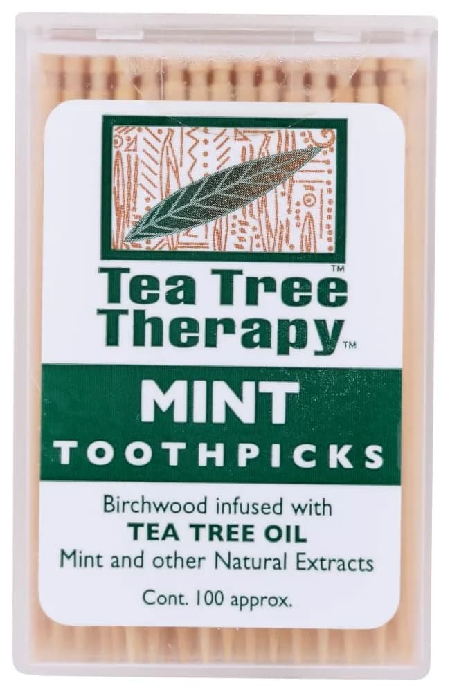 Tea Tree Therapy Mint Tea Tree Toothpicks 100 Count | Antiseptic Breath Freshener - main product image
