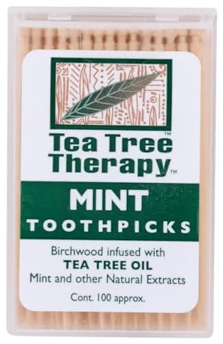 Tea Tree Therapy Mint Tea Tree Toothpicks 100 Count | Antiseptic Breath Freshener thumbnail 1