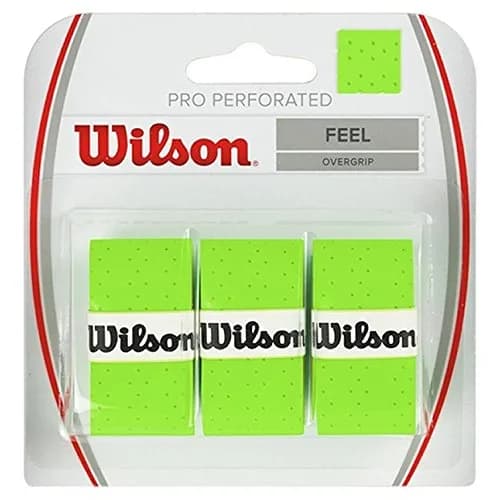 Wilson Pro Overgrip Perforated 3 Pack Green | Moisture Absorbing Tennis & Badminton Grip