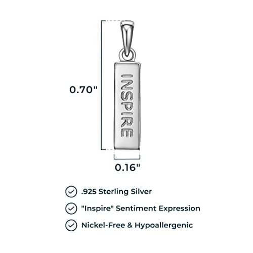 MORGAN & PAIGE .925 Sterling Silver Rhodium Plated Vertical Bar Inspire Pendant Necklace for Women - Lightweight and Dainty Sterling Silver Necklace for Women, Jewelry for Her 18 inch Rope Chain thumbnail 3
