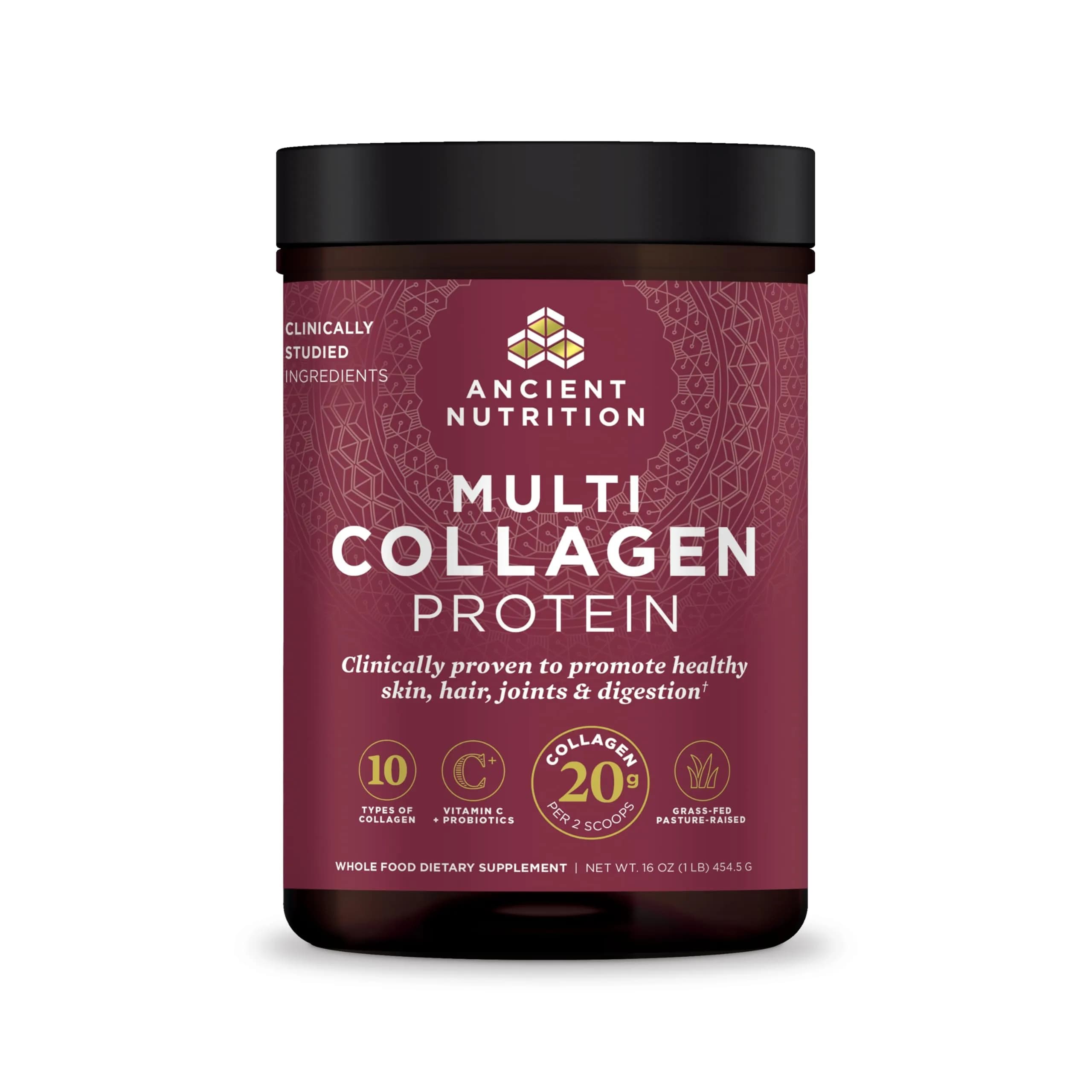 Ancient Nutrition Multi Collagen Protein Powder with Probiotics & Vitamin C, Unflavored, 45 Servings (16oz) - main product image