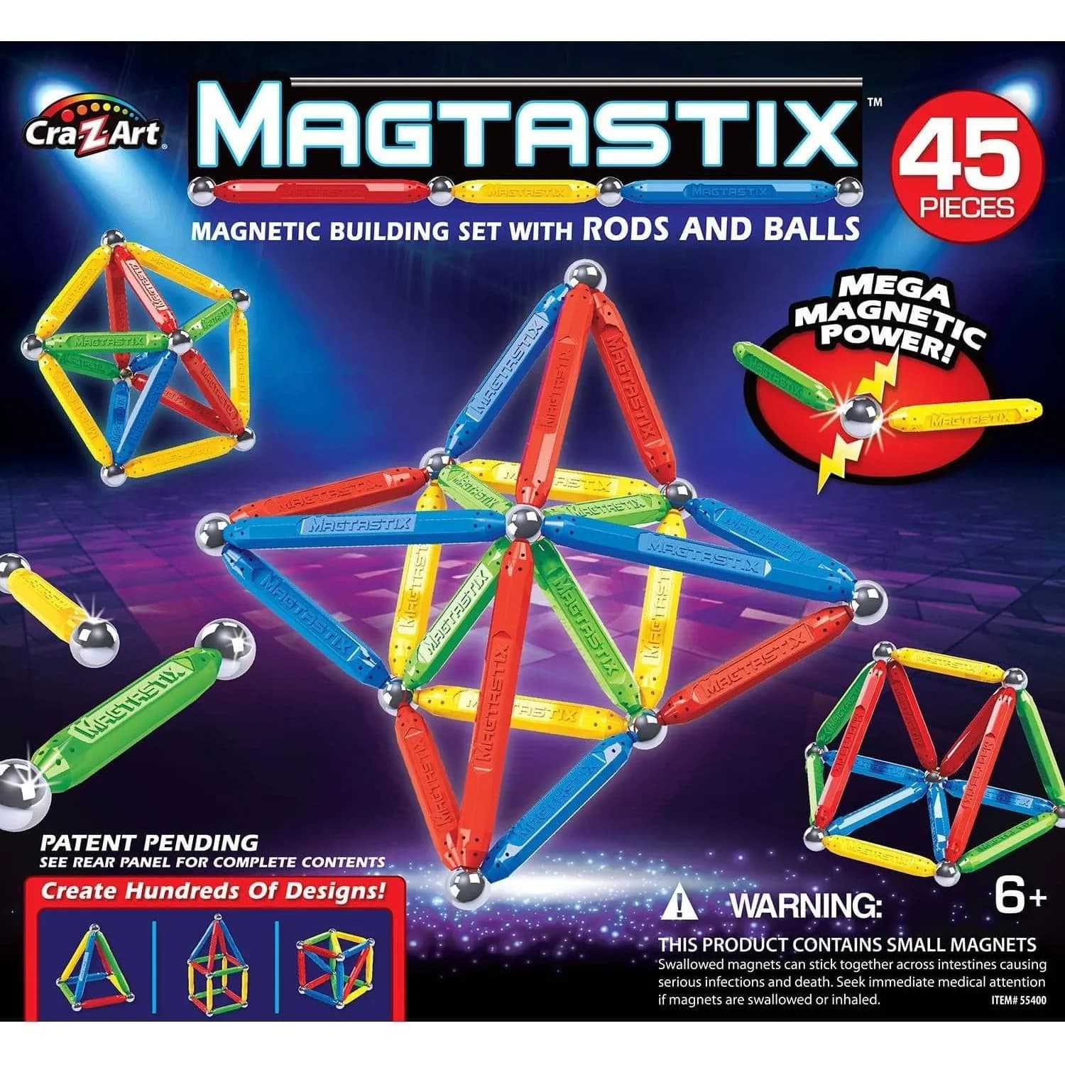 Cra-Z-Art Magtastix Balls & Rods Building Kit 45 Pieces | STEM Learning Toy — Oil Pastel