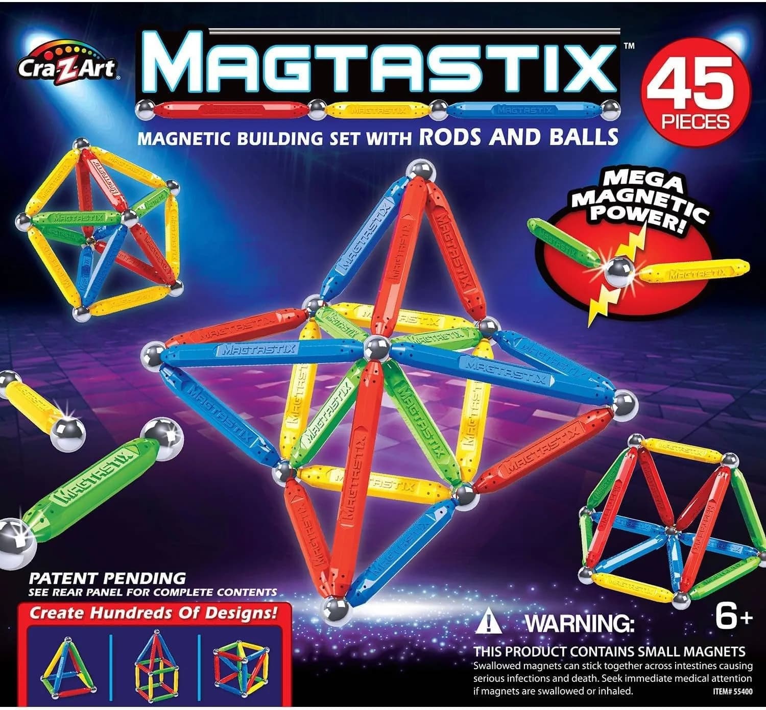 Cra-Z-Art Magtastix Balls & Rods Building Kit 45 Pieces | STEM Learning Toy