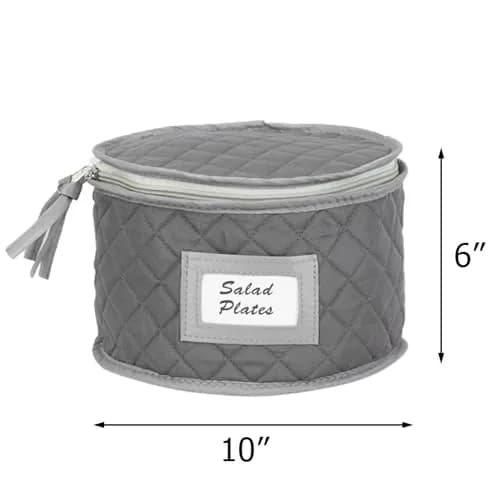 Stack Store Plus More Gray Salad Plate Storage Quilted Case | 12 Felt Dividers & Stackable Design thumbnail 2