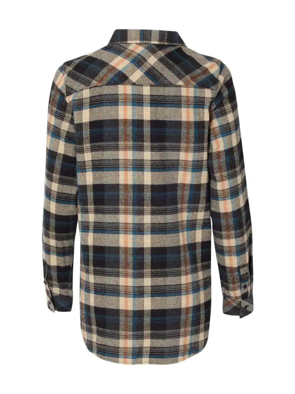 Burnside Ladies' Plaid Boyfriend Flannel Shirt 3XL Dark Khaki | Casual Women’s Flannel with Drop Tail Hem thumbnail 2