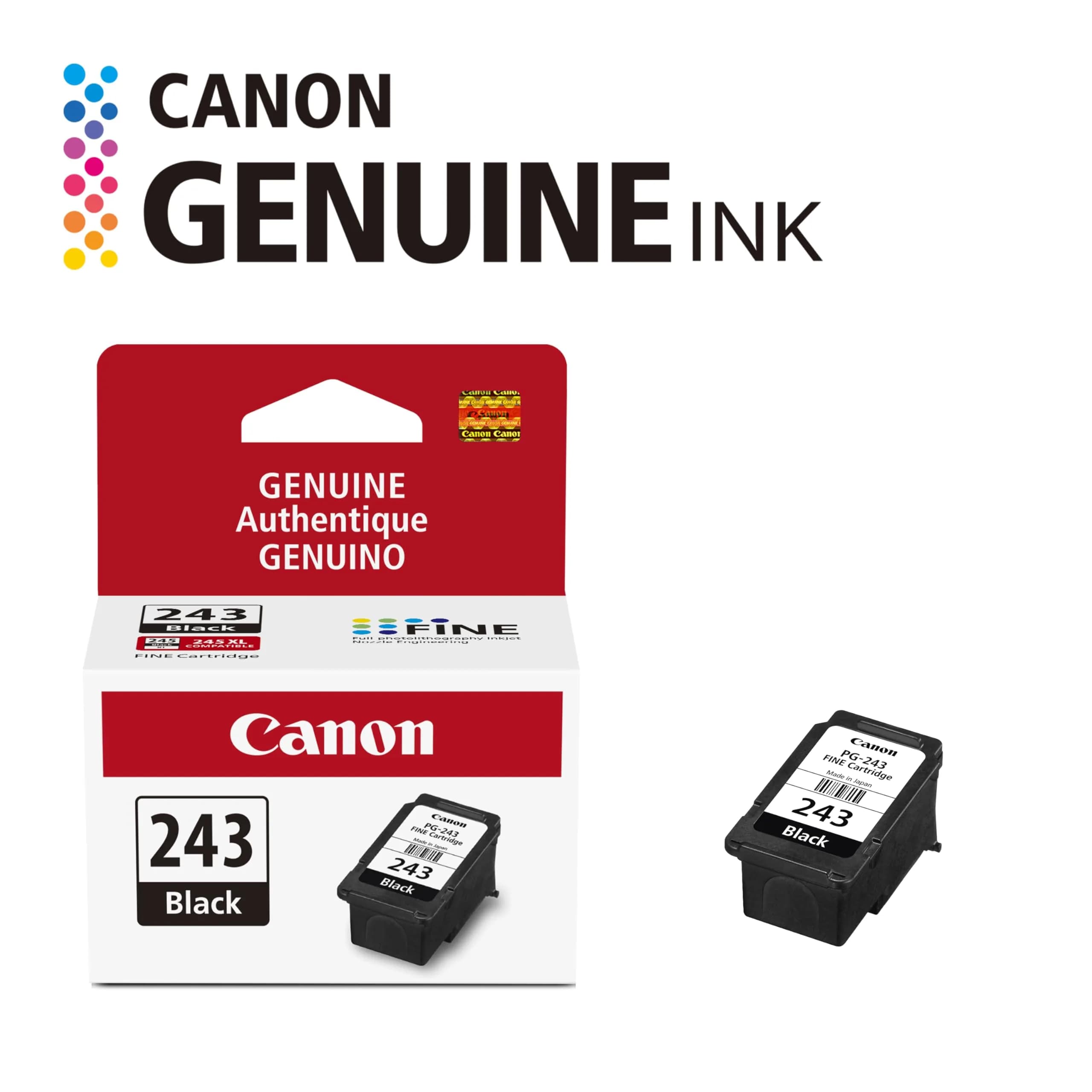 Canon PG-243 Genuine Black Ink Cartridge | Compatible with Select Canon PIXMA Printers (100 Pages Yield) - view 2