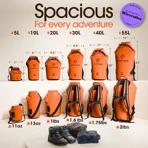 Earth Pak 40L Waterproof Dry Bag Backpack - Orange | IPX8 Phone Case Included thumbnail 2