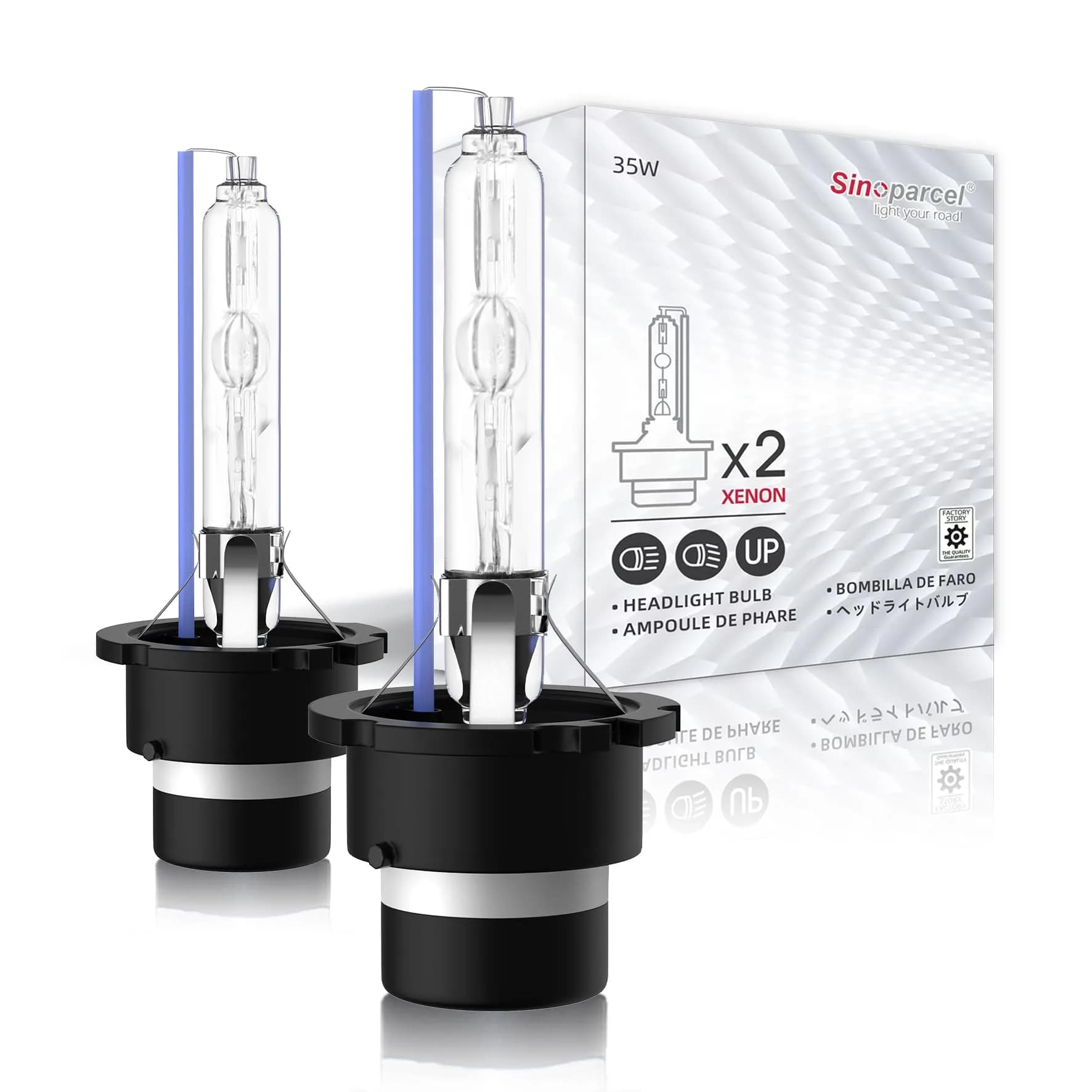 Sinoparcel D4S Xenon HID Headlight Bulbs 8000K 35W 3600LM | High Low Beam Replacement Lights (2-Pack) — HID 8000K